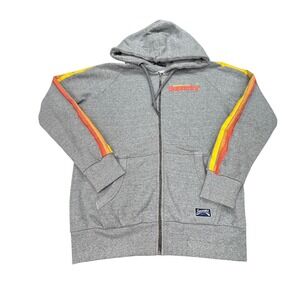 Superdry Cali Hoodie Mens XL Gray Full‎ Zip Up Japan Logo Sripe Streetwear Retro